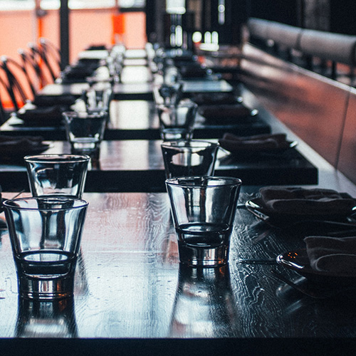 Tables in the restaurant